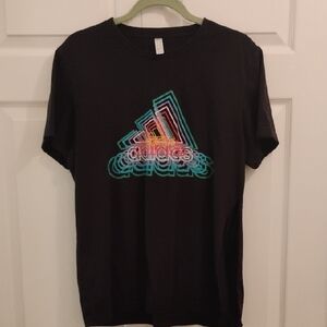 Adidas Basketball graphic T-shirt Men L,  Colorful, stacked logo design. 